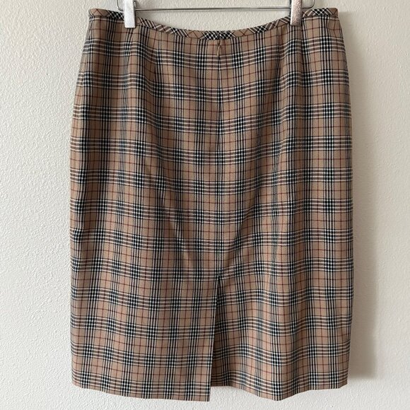 Vintage Le Suit Faux Nova Check Plaid‎ Lined Pencil Skirt Size 16P - Picture 2 of 8